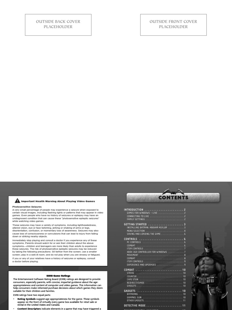 Batman Arkham Asylum PC Manual | PDF | Batman | Video Games