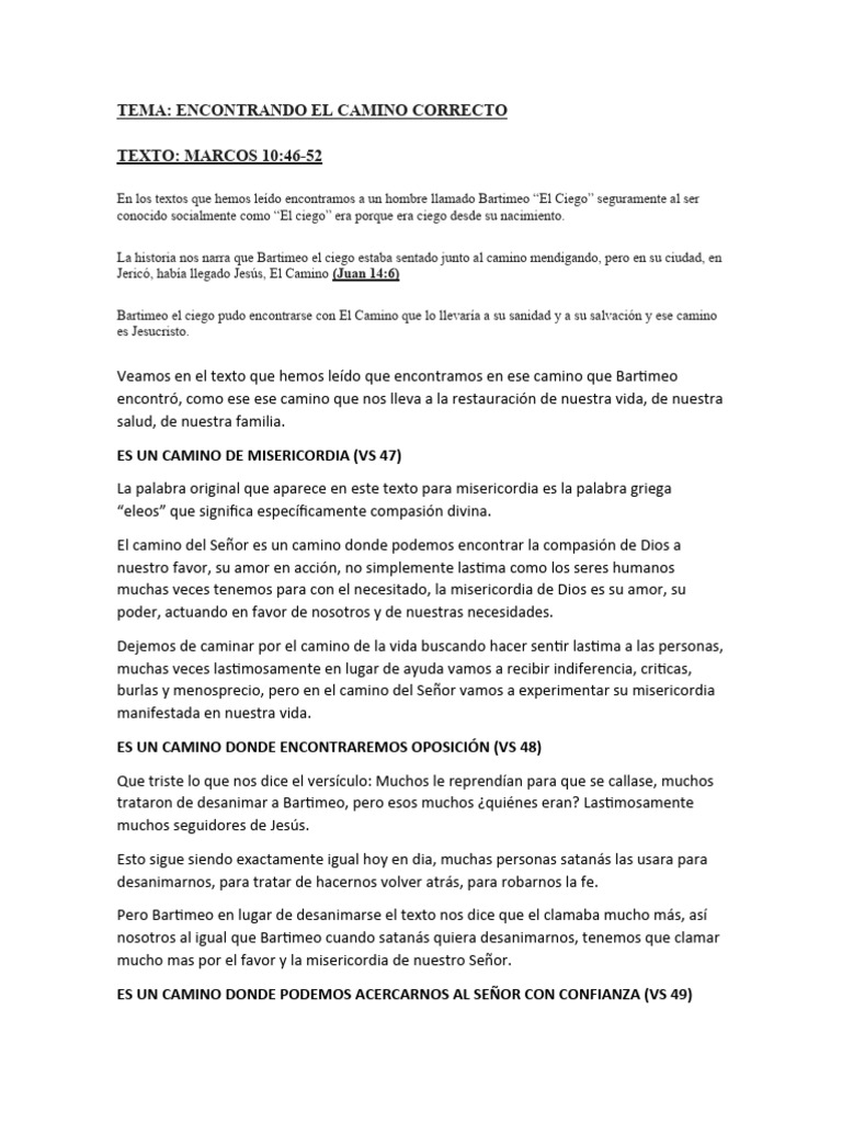 Camino de Bartimeo: Fe y Sanación | PDF | Misericordia | Jesús