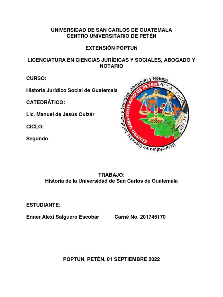 Historia De La Universidad De San Carlos De Guatemala Pdf