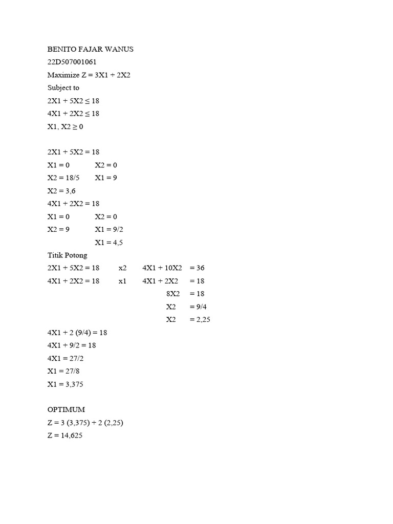 Linear Programming Optimization Example | PDF | Teaching Methods ...