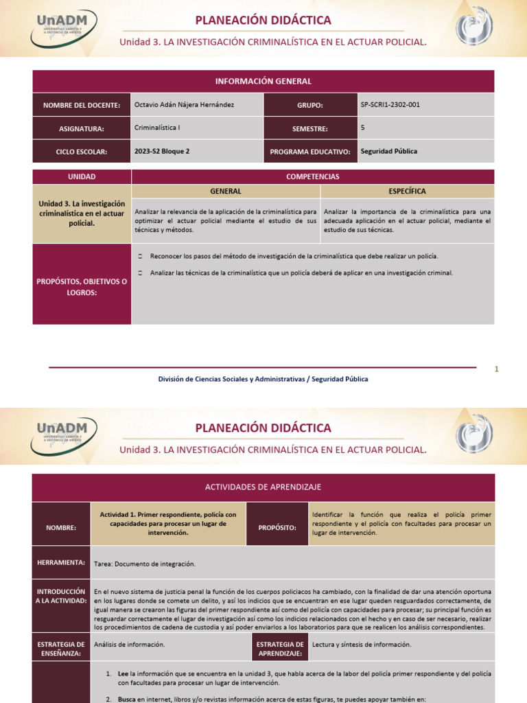 PD U3 - Sp-Scri1-2302-001 | PDF | Ciencia forense | Policía