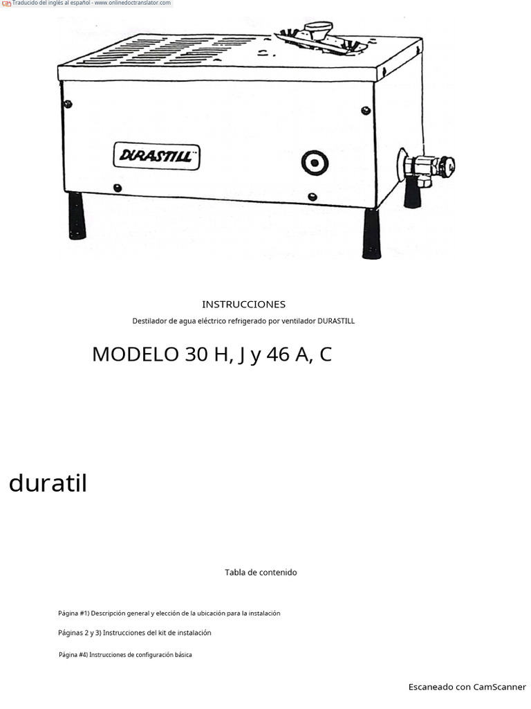 Manual Destilador Espa ol PDF Agua Destilaci n