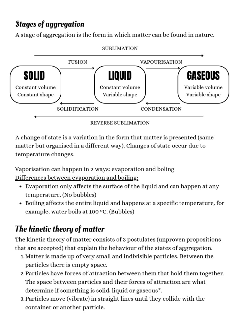 Stages Of Aggregation Pdf Mixture Gases