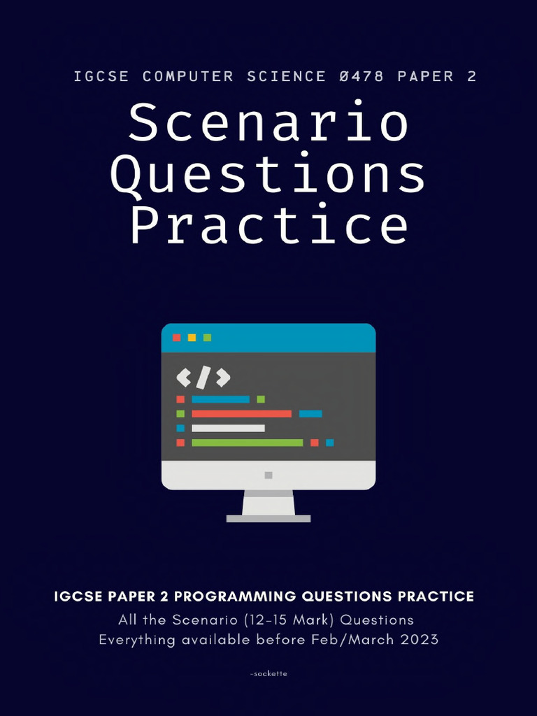 CS Scenario Questions by Sockette PDF Computer Programming