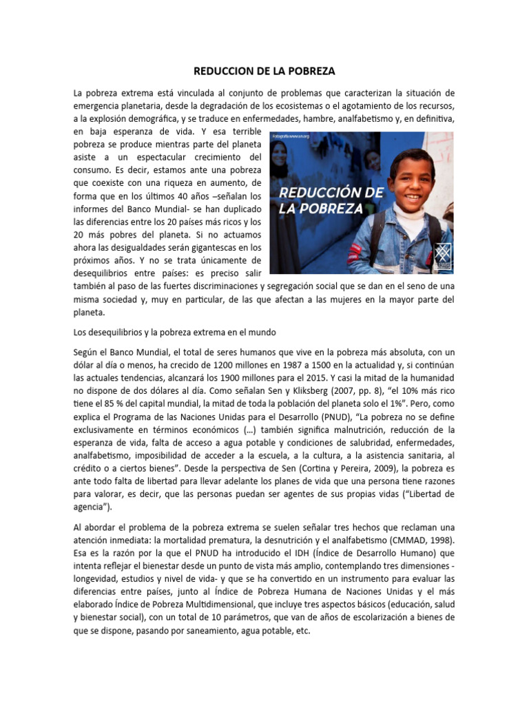 Desigualdad y Pobreza Global | PDF | Pobreza | Pobreza e indigencia
