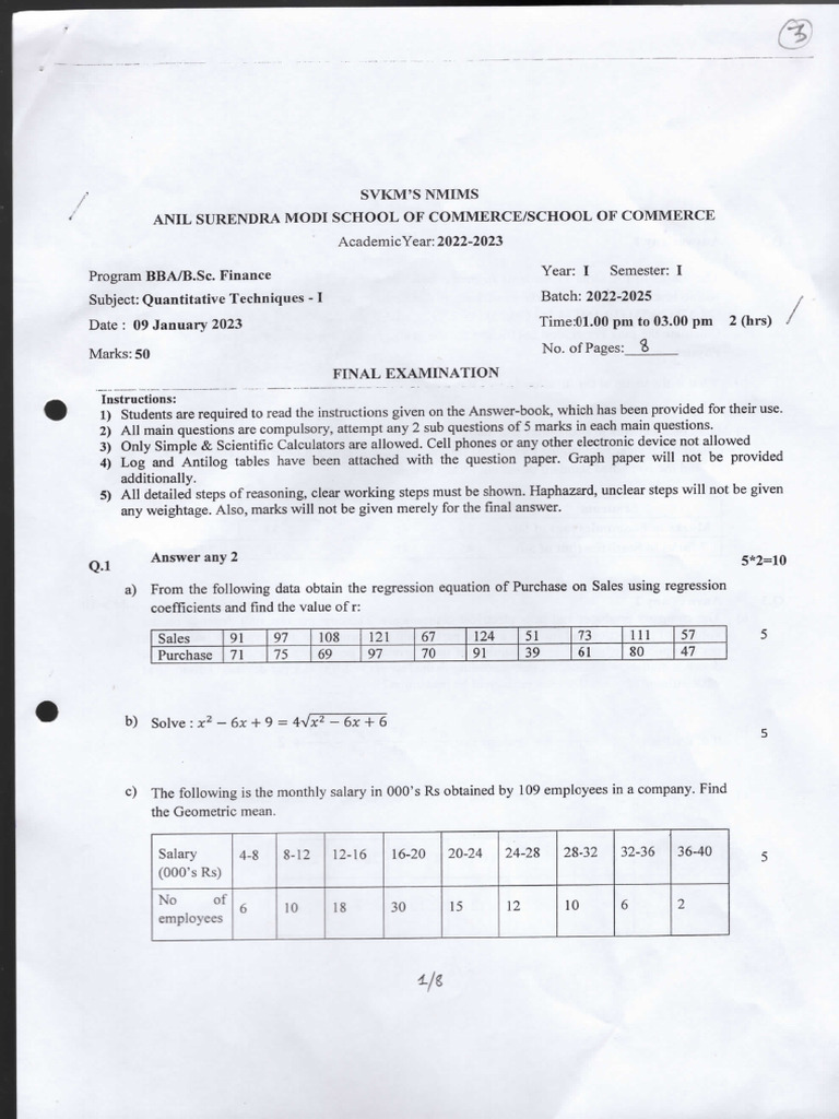 Quantitative Techniques-I OOpOIQqR4d | PDF | Statistical Analysis ...