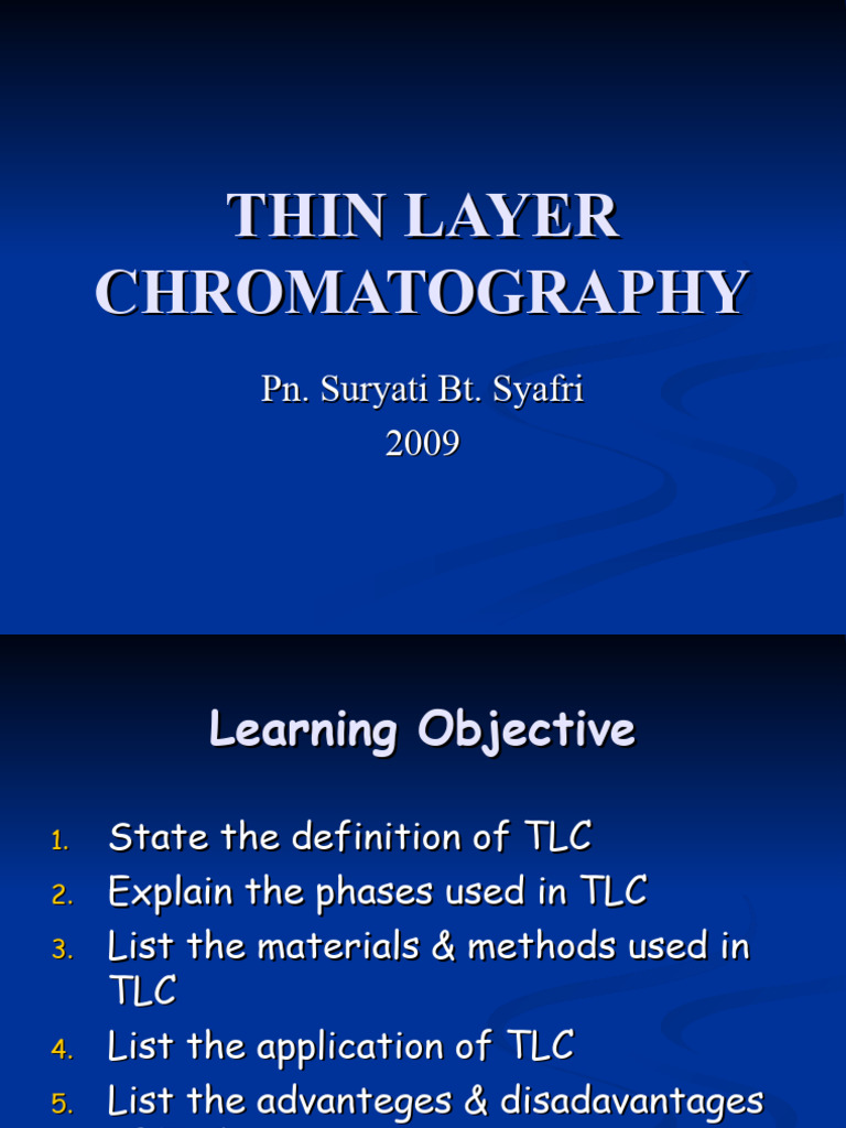 Overview of Thin Layer Chromatography | PDF | Thin Layer Chromatography ...