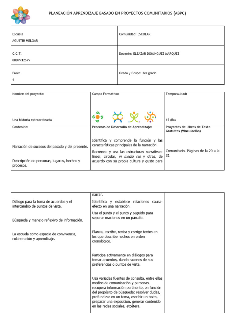 Planeación Aprendizaje Basado en Proyectos Comunitarios Ely | PDF ...