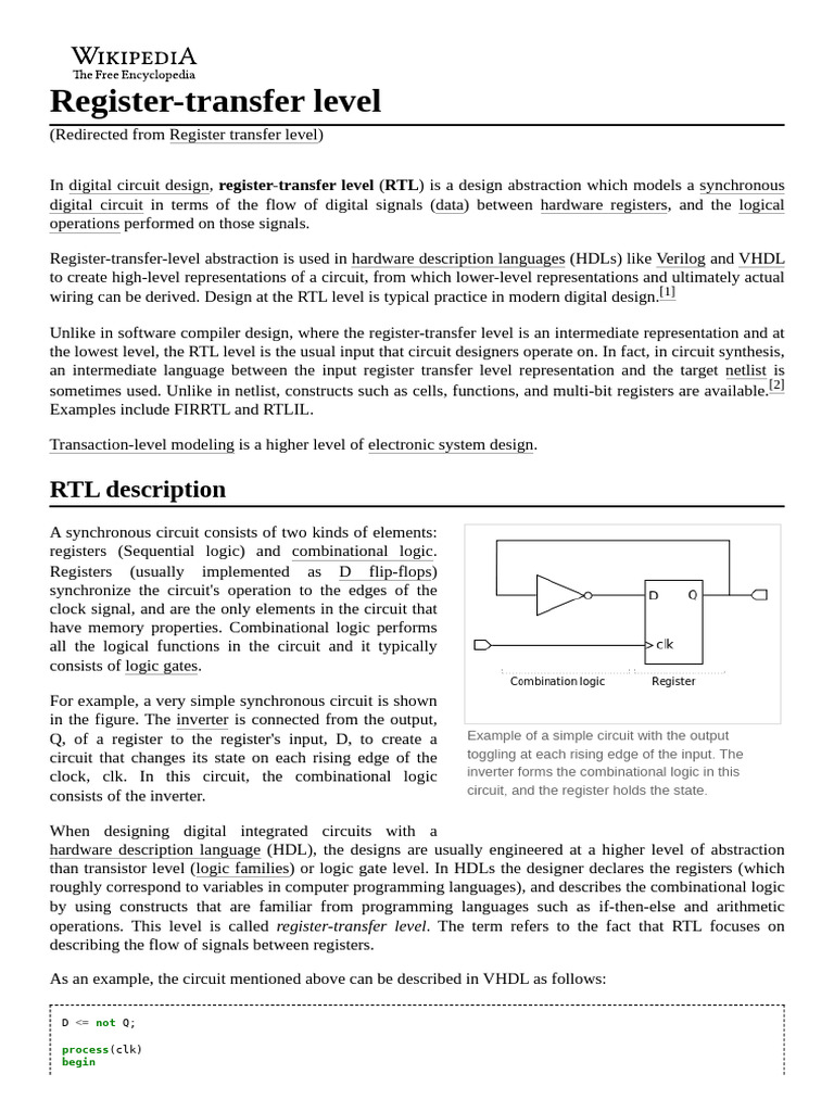 Register-Transfer Level - Wikipedia | PDF | Design | Electronic Design ...