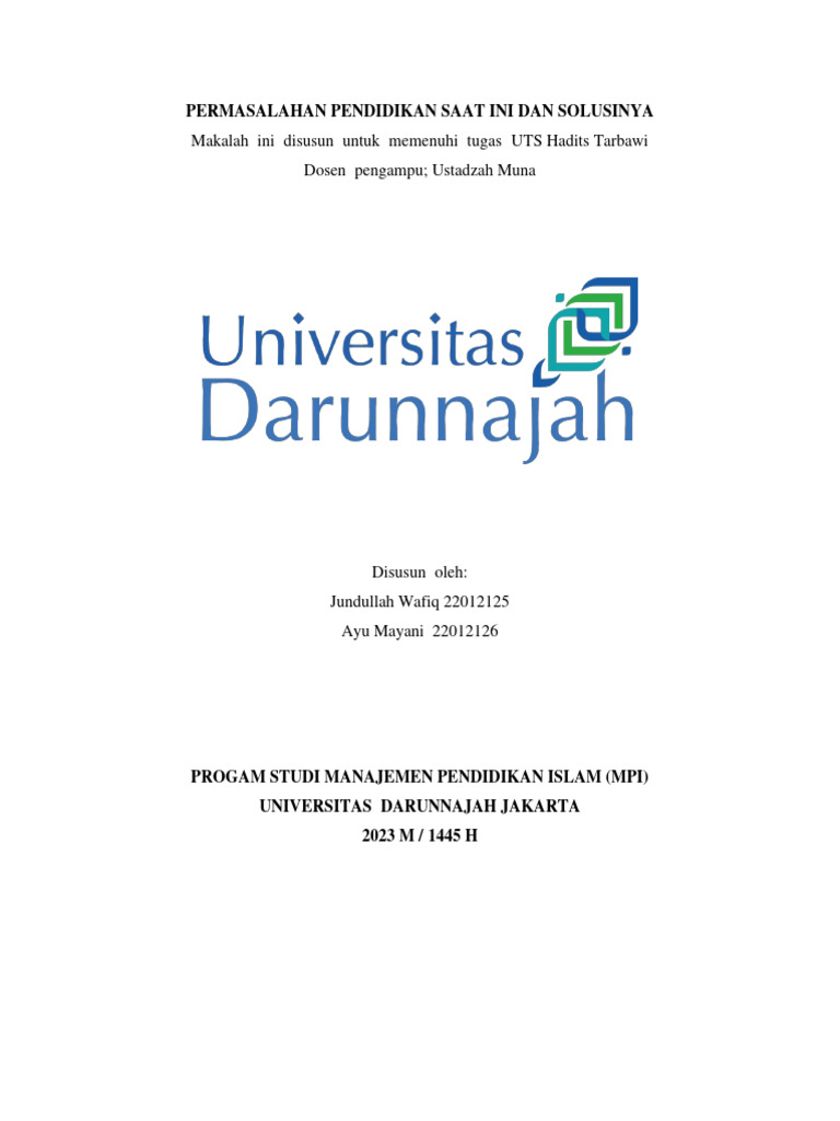 Permasalahan Dan Tantangan Pendidikan Islam Pdf
