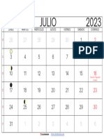 Calendario Mes de Julio 2023 Chile
