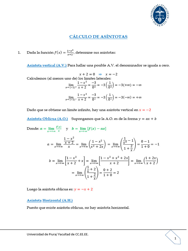 Cálculo de Asíntotas | PDF | Asíntota | Conceptos matemáticos