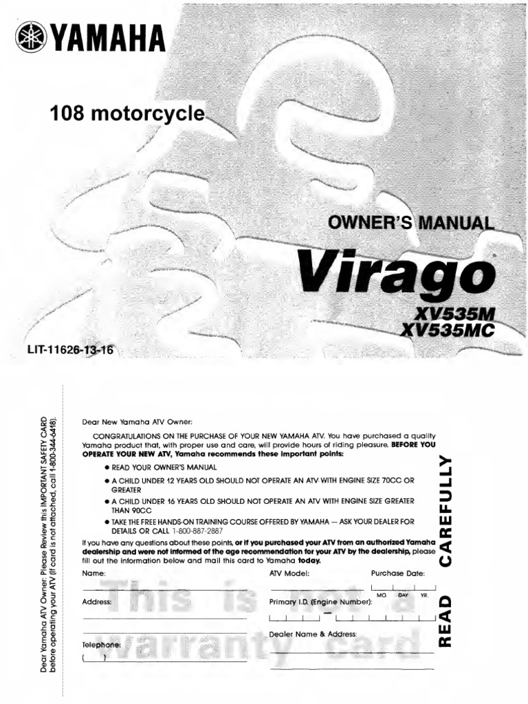 1983 YAMAHA VIRAGO 500 SERVICE MANUAL PDF visual data 6
