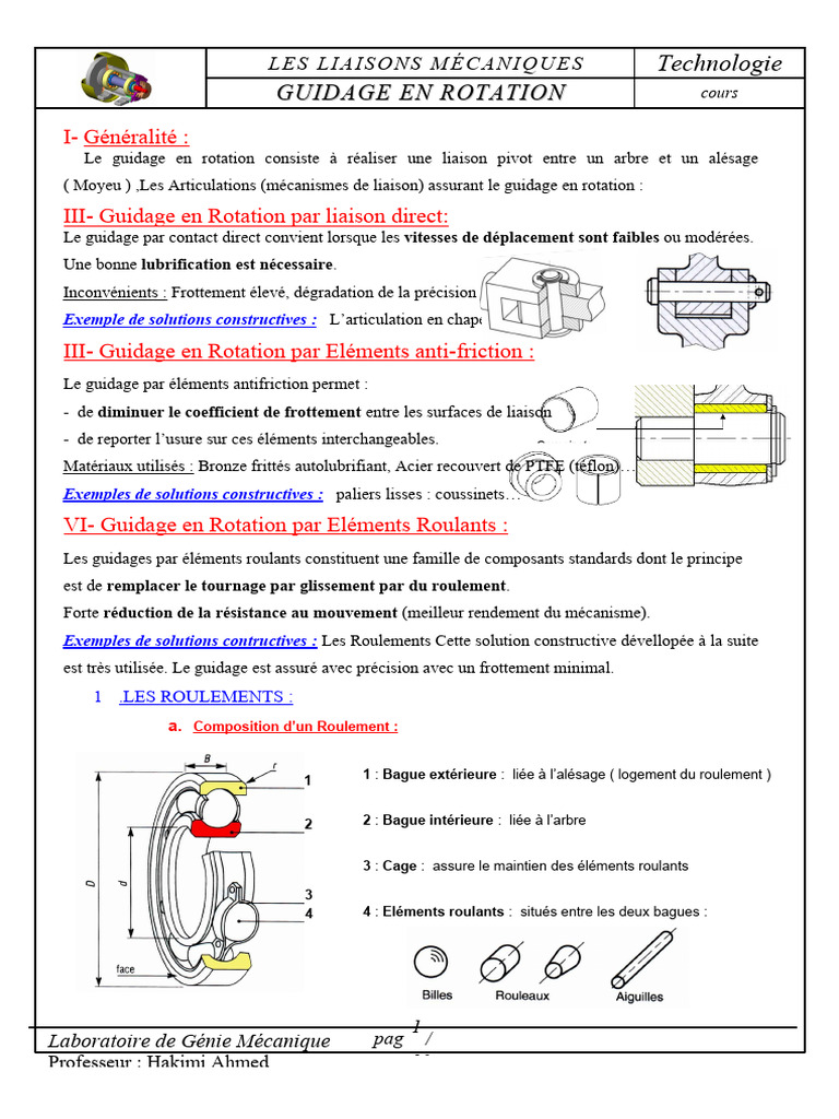 Guidage en Rotation et Roulements | PDF | Machine | Science des surfaces