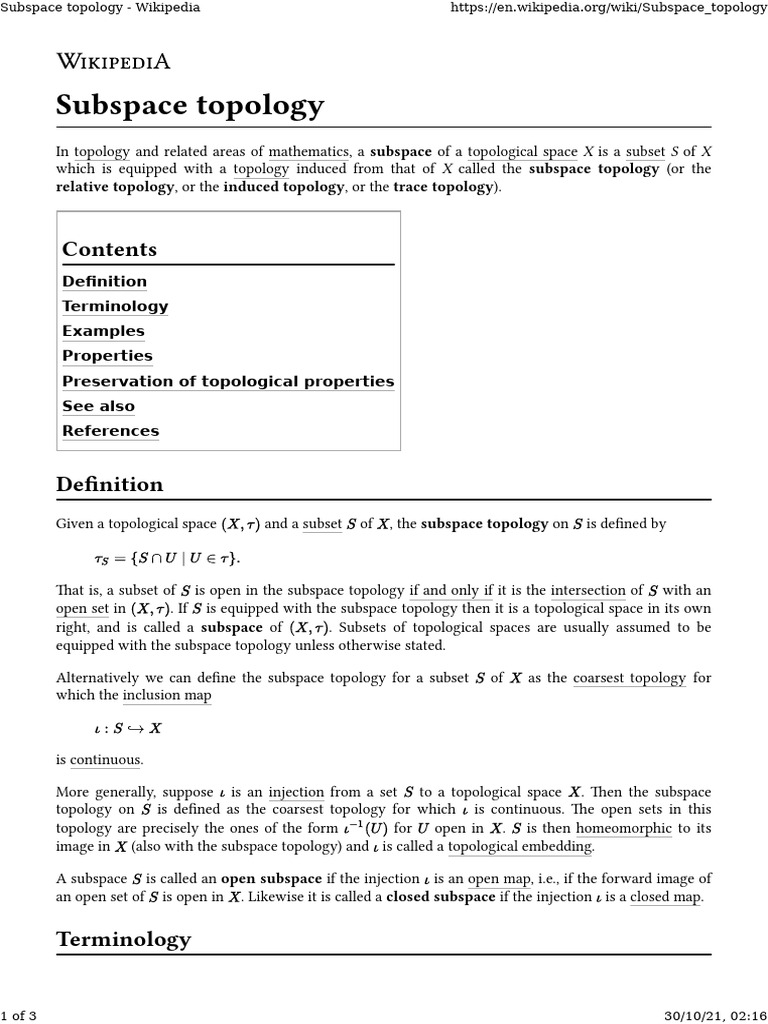 Subspace Topology - Wikipedia | PDF | Mathematical Objects ...