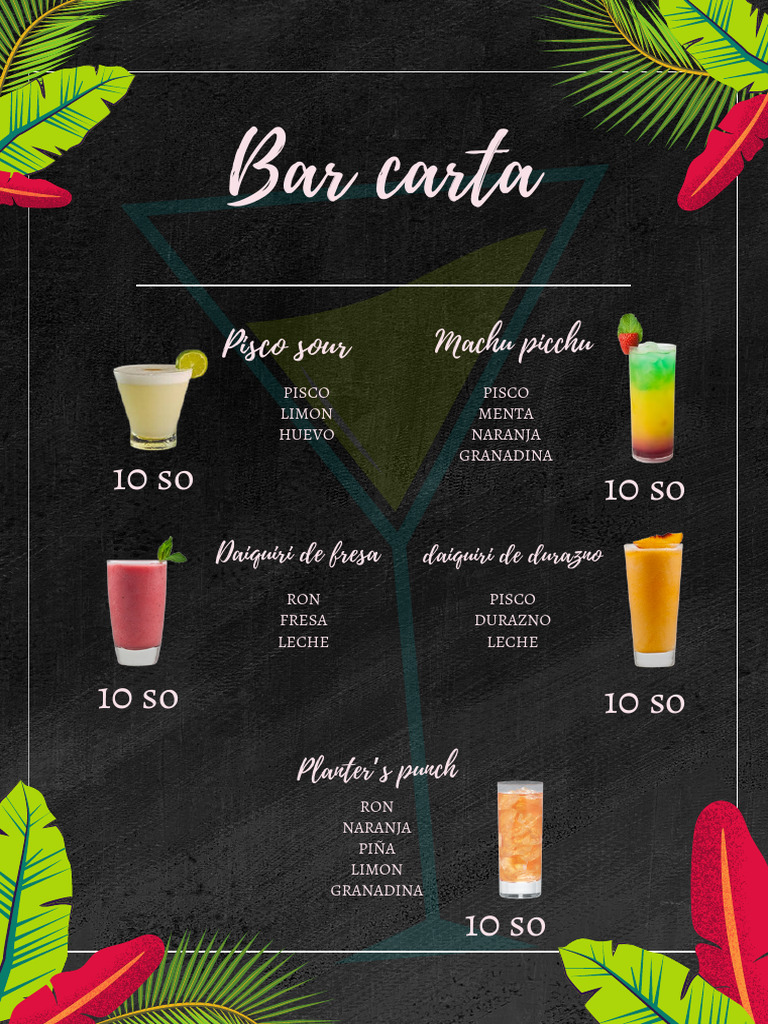 Black Modern Bar Menu | PDF