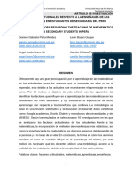 Factores Actitudinales Respecto A La Enseñanza de Las Matemáticas en Estudiantes de Secundaria Del Perú