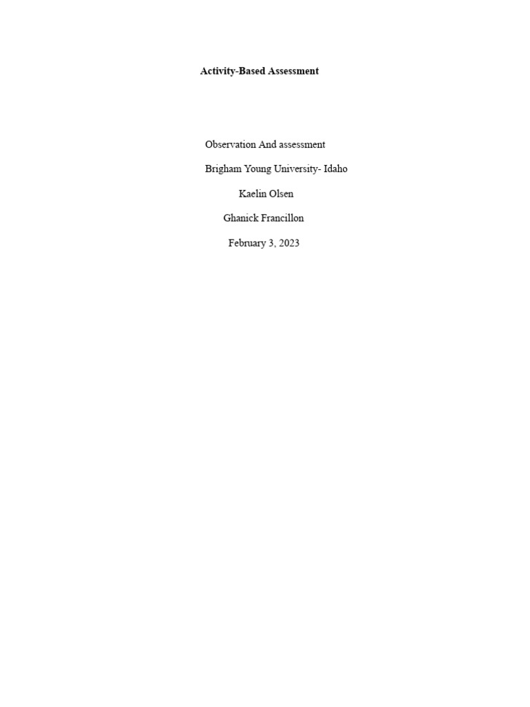 Activity-Based Assessment for Toddlers | PDF | Educational Assessment ...