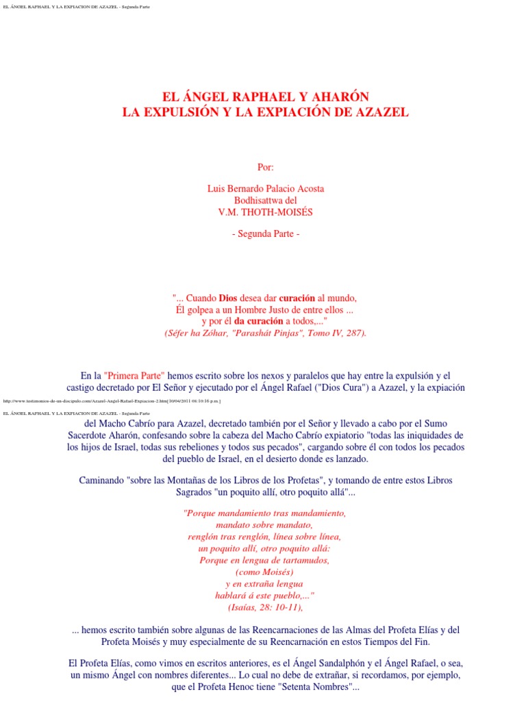 EL ÁNGEL RAPHAEL Y LA EXPIACION DE AZAZEL - Segunda Parte | PDF ...
