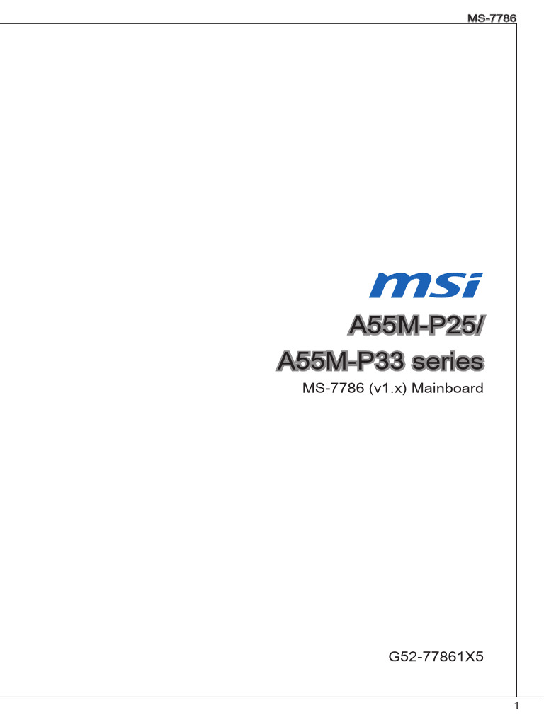 A55M-P25/ A55M-P33 Series: MS-7786 (V.X) Mainboard | PDF ...