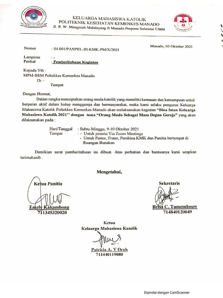 Surat Pemberitahuan Ke MPM BEM | PDF