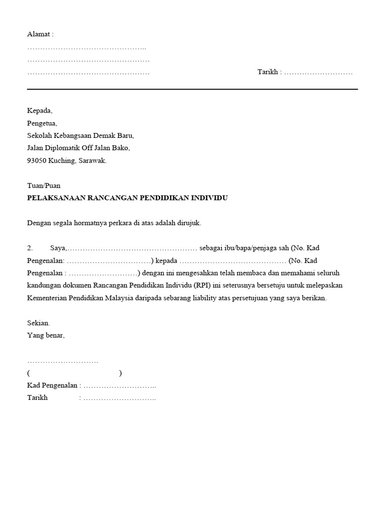 Borang Kebenaran Pelaksanaan Rpi | PDF