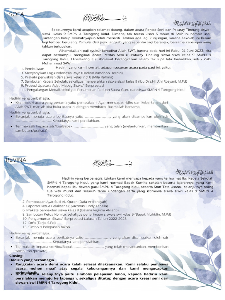 Text Pembawa Acara | PDF