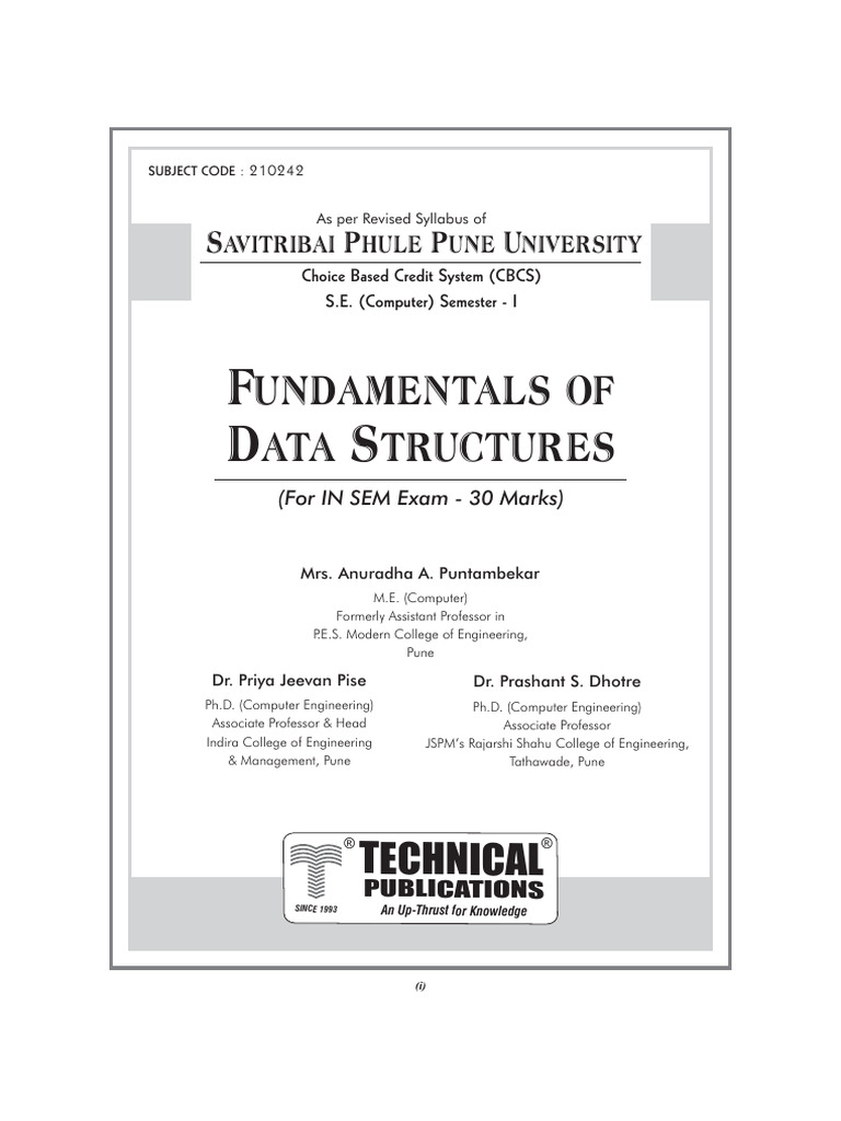 Fundamentals of Data Structures - A. A. Puntambekar | PDF | Matrix ...