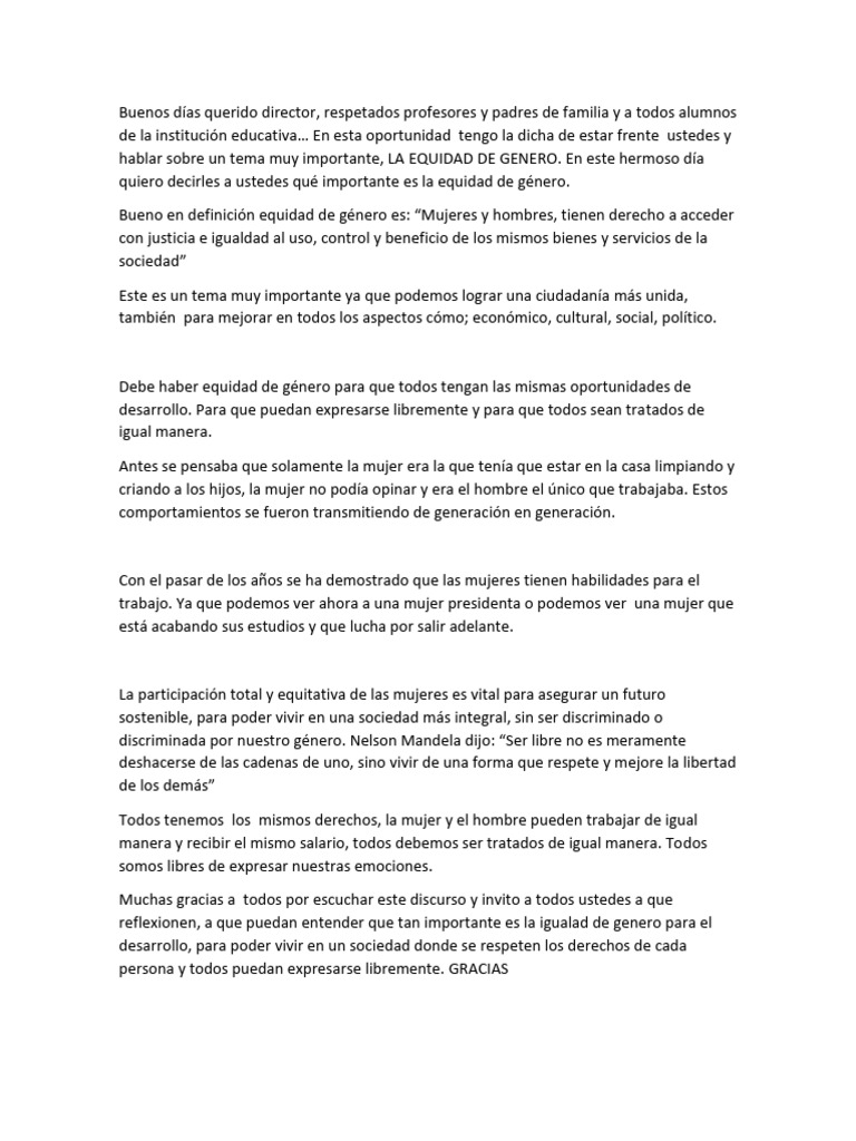 Equidad De Genero Pdf