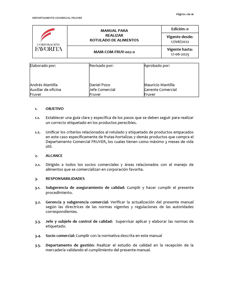 12-GUIA MAN-COM-FRUV-002-0 Rotulado de Alimentos | PDF | Etiqueta de ...