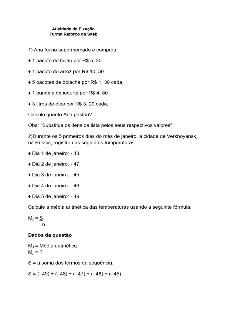 Atividade Turma Saeb 2023 | PDF