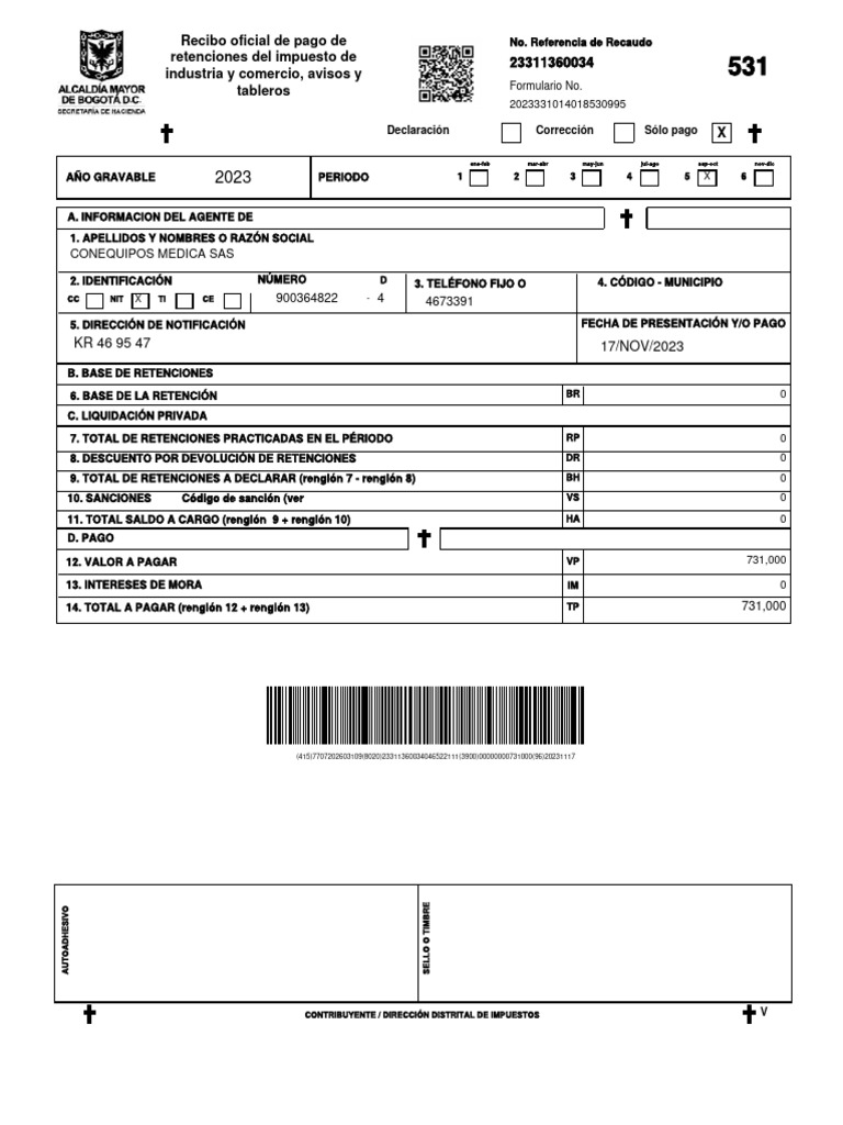 Recibo de Retenciones Impuesto 2023 | PDF | Ajedrez