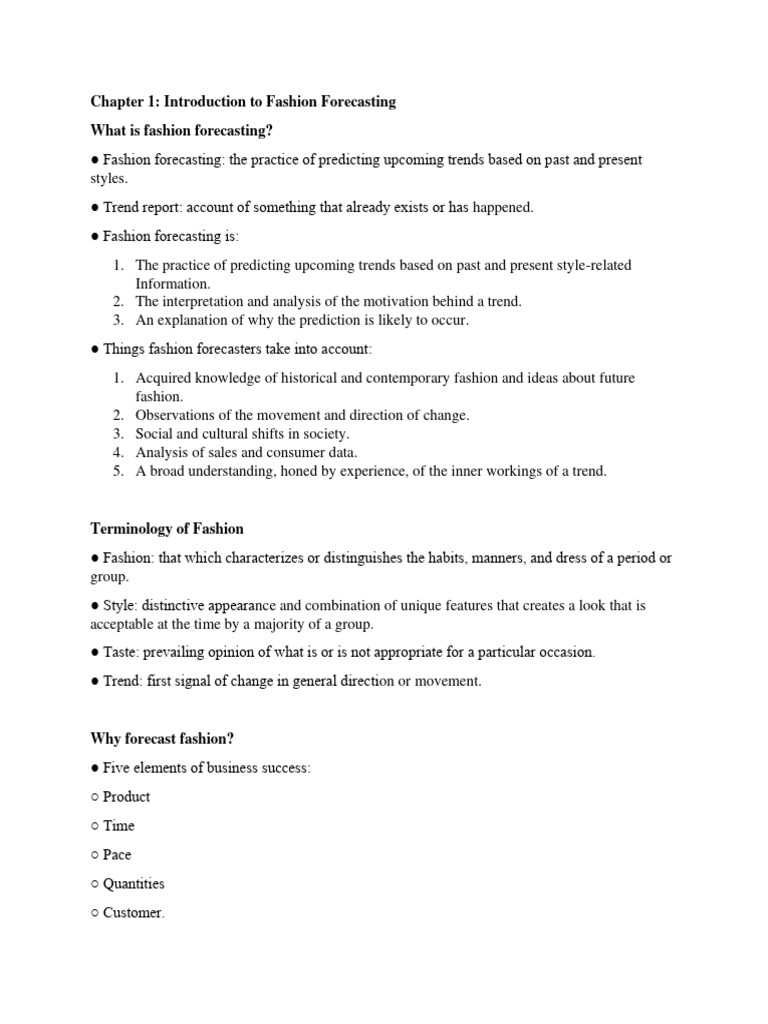 Fashion Forecasting PDF Fashion Forecasting