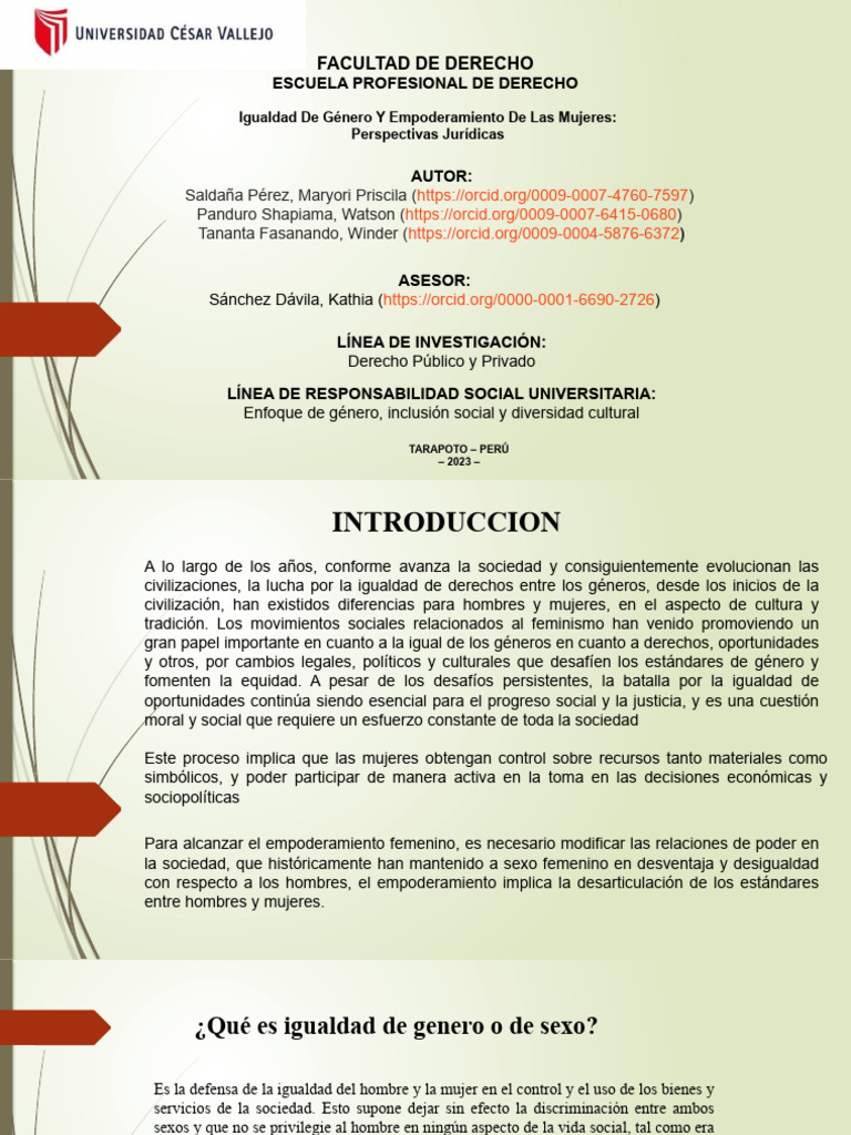Igualdad de Género y Leyes en Perú | PDF | Igualdad de género ...