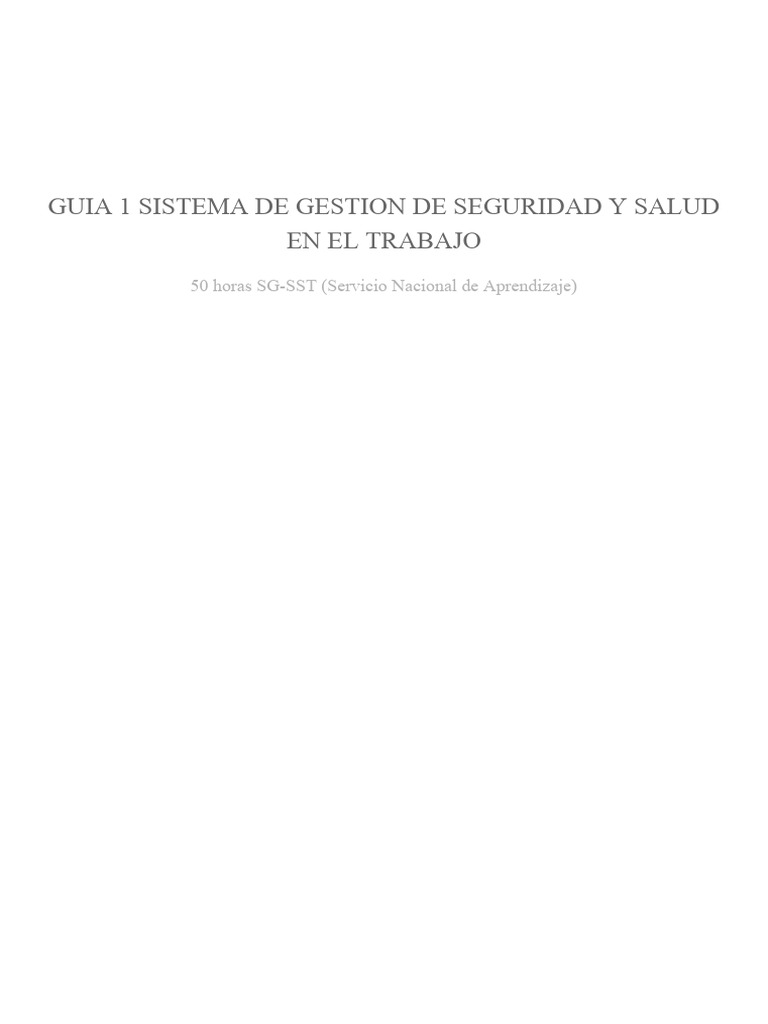 Guia 1 Sistema de Gestion de Seguridad y Salud en El Trabajo | PDF ...