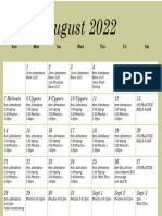2022 August Football Calendar