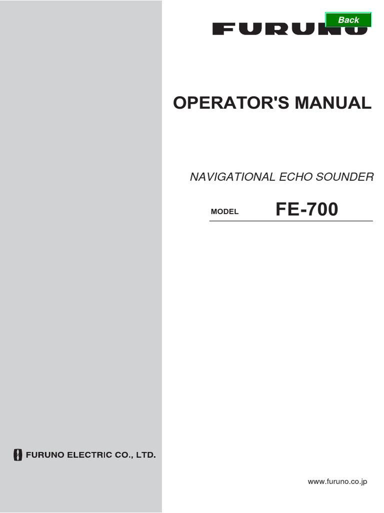FURUNO FE-700 Echo Sounder Manual | PDF | Electronics