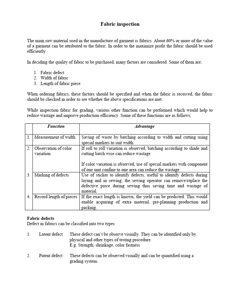 Fabric Inspection PDF Textiles Weaving