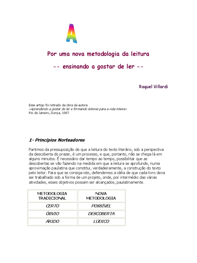 Por Uma Nova Metodologia Da Leitura - Ensinando A Gostar de Ler | PDF ...