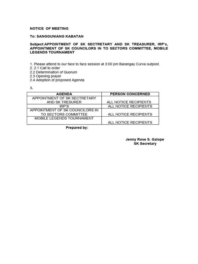 Notice of Meeting | PDF