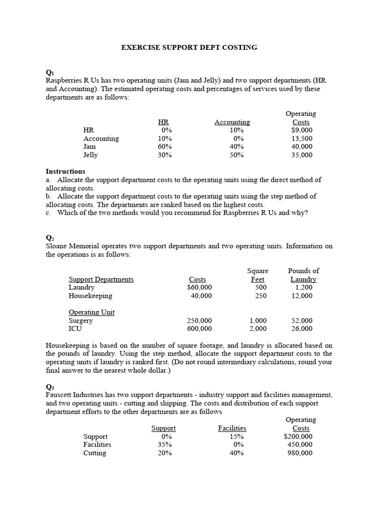 Support Department Cost Allocation Methods | PDF | Finance & Money ...