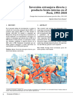 Inversión Extranjera Directa y Producto Bruto Interno en El Perú, 1993-2018
