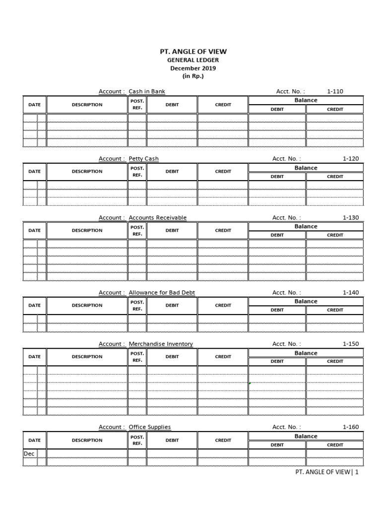 PT. Angle of View General Ledger | PDF | Debits And Credits | Expense