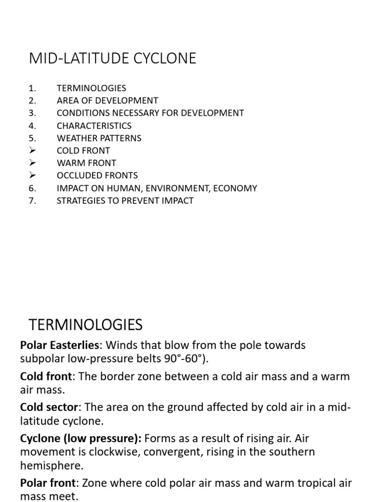 Mid-Latitude Cyclone Overview for Grade 12 | PDF | Cyclone | Precipitation