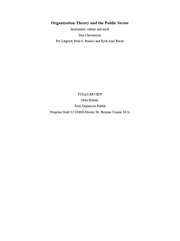 Organization theory and the public sector pdf organizational
