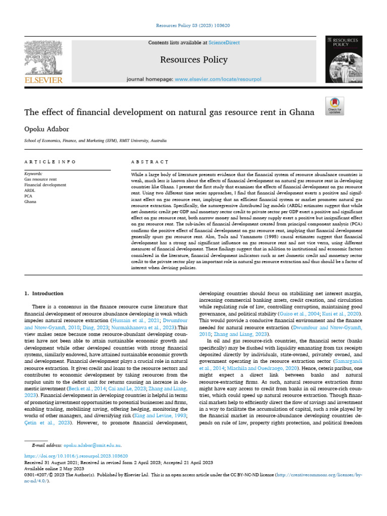 Financial Development and Gas Rent in Ghana | PDF | Economic Growth ...
