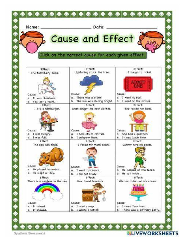 Worksheets Cause And Effect Pdf