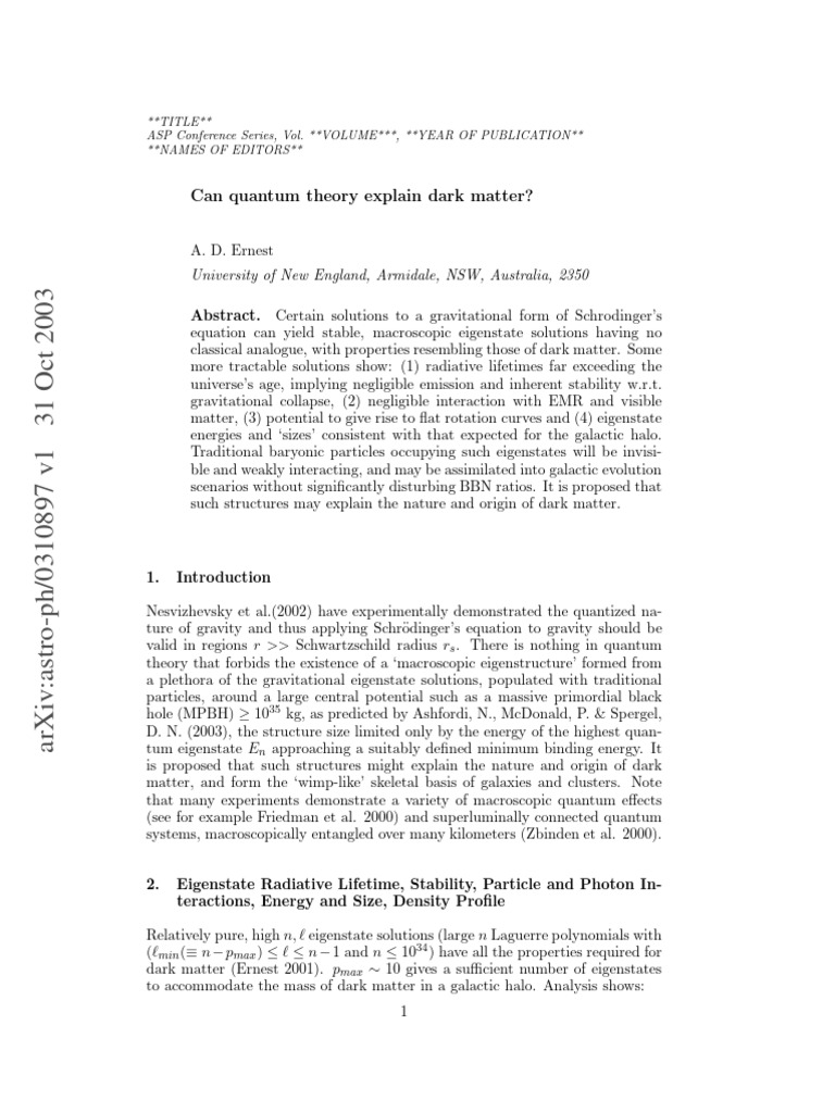 Can quantum theory help explain dark matter 2003 pdf dark matter