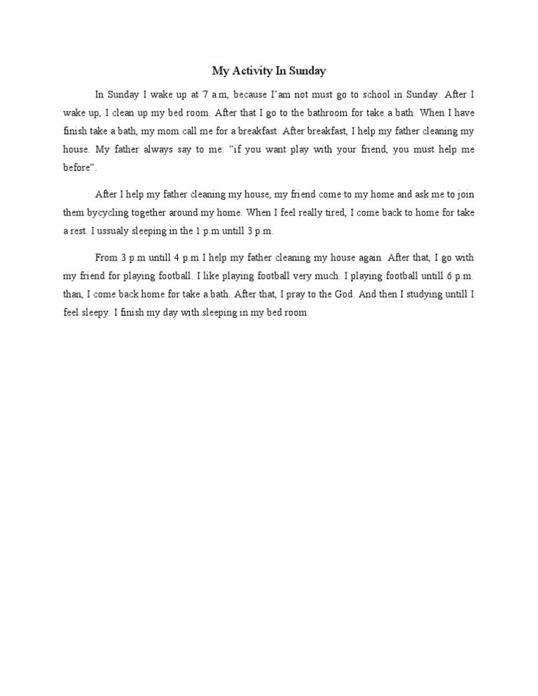 My Activity in Sunday | PDF