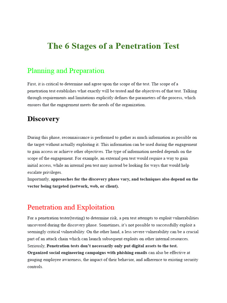 6 Stages of Penetration Testing | PDF | Penetration Test ...